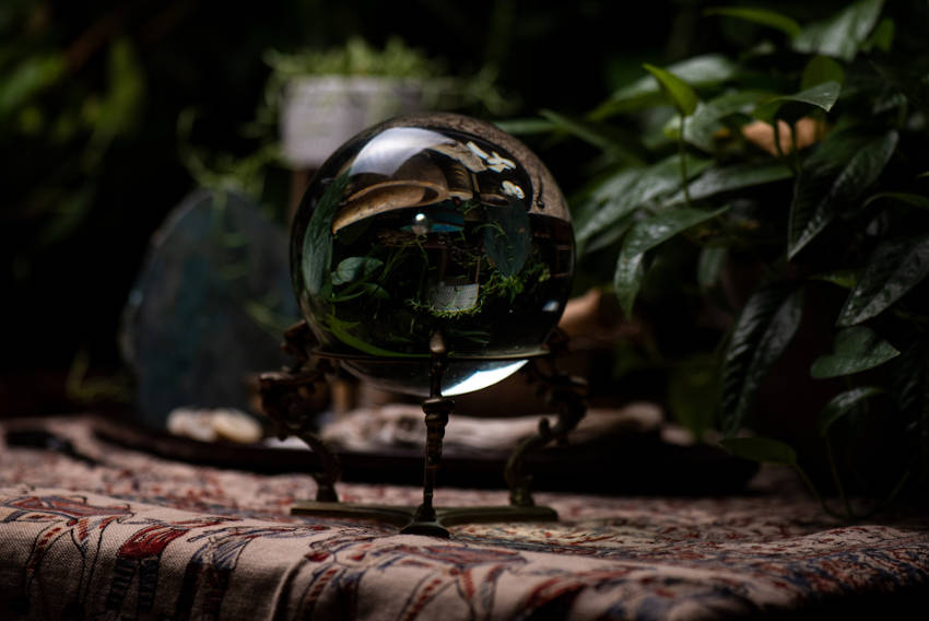A crystal ball used for scrying.