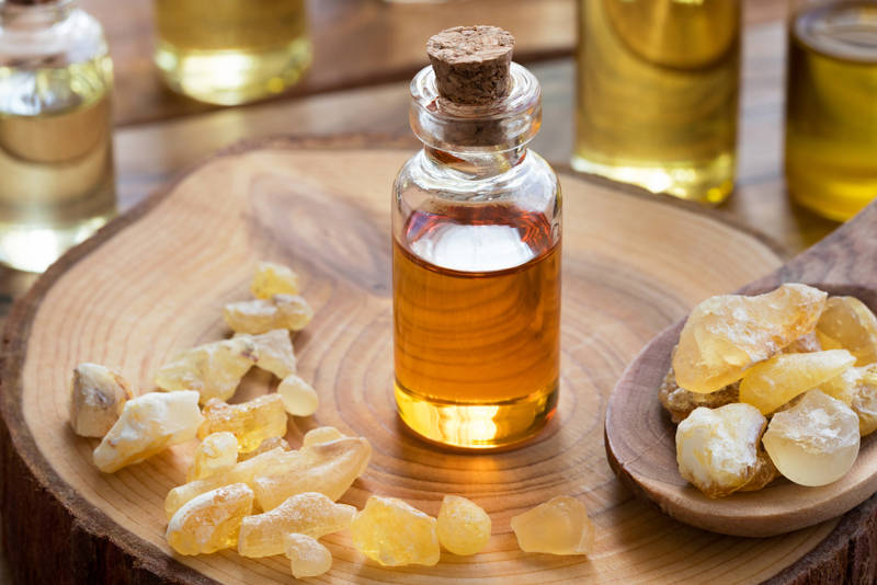 Frankincense essential oil and resin with magical properties.