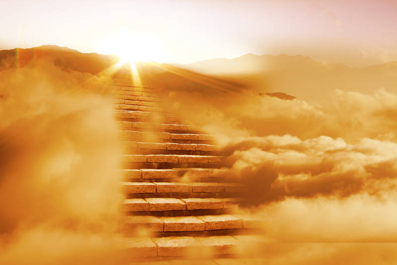 Seeing a stairway in the clouds during oneiromancy dream divination.