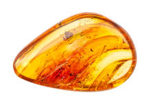 An amber gemstone used to help with depression on a white background. 