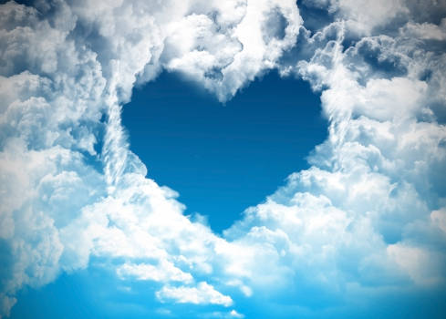 A love heart in the clouds. 