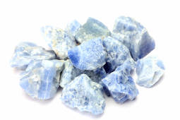 Blue calcite on a white background. 