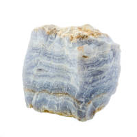 A blue lace agate crystal used to treat stress and anxiety. 