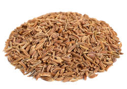 A bunch of Caraway seeds isolated on a white background.