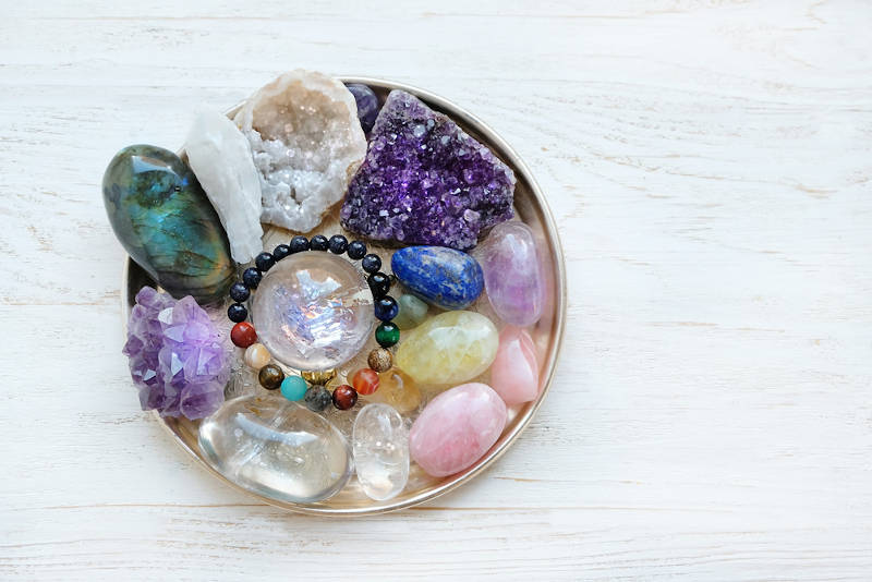 Crystals and gemstones used to help with stress and anxiety.