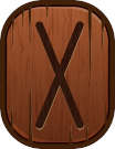 A wooden Gebo rune. 
