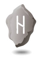 A grey Hagalaz rune isolated on white.  