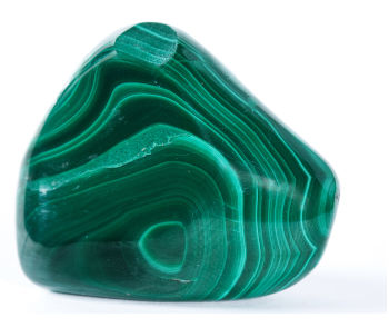 A green malachite stone isolated on a white background. 