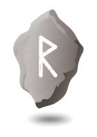 A grey raidho rune isolated on a white background. 