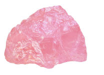 A pink rose quartz crystal isolated on white. 