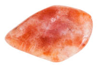 An orange and white sunstone on a white background. 