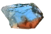 A blue and orange topaz isolated on a white background. 