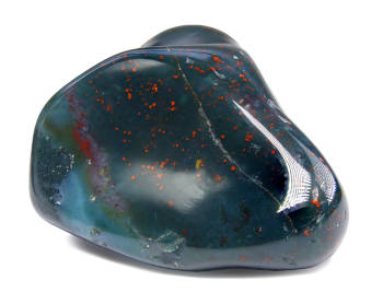 A heliotrope bloodstone stone isolated on a white background. 