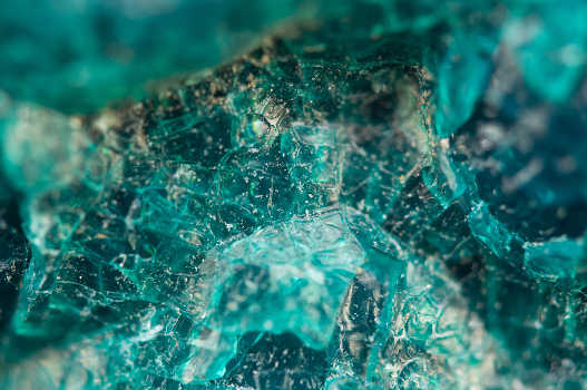 A macro shot of chrysocolla crystal with magical and metaphysical properties. 