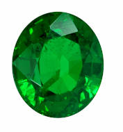 An emerald crystal on a white background. 