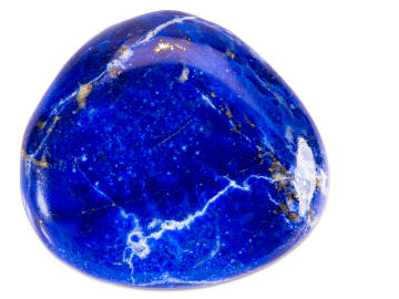 A blue lapis lazuli stone isolated on a white background. 
