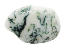 A moss agate stone isolated on white. 