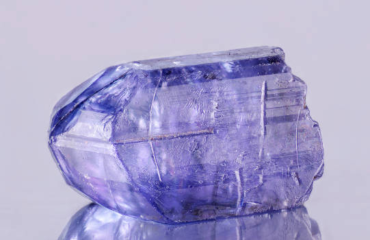 A blue transparent Tanzanite crystal with magical and metaphysical properties.  
