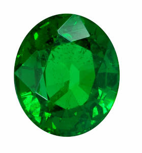 An emerald crystal isolated on a white background. 