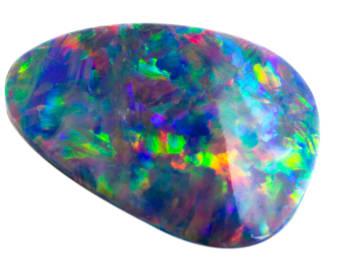 An Opal stone isolated on a white background. 