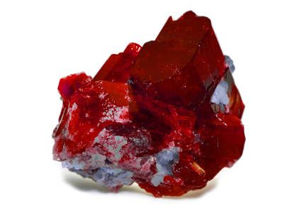 A ruby crystal isolated on a white background. 