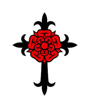 Rosicrucian symbol rose cross. 