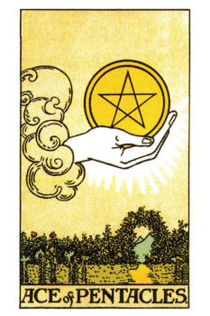 Ace of Pentacles Tarot Card. 