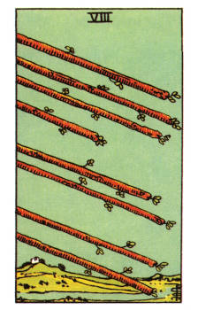 Eight of Wands Tarot Card. 