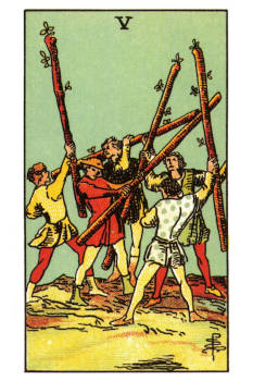 Five of Wands Tarot Card. 