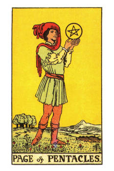 Page of Pentacles Tarot Card. 