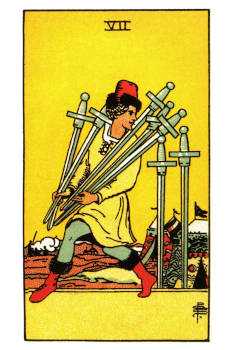 Seven of Swords Tarot Card. 