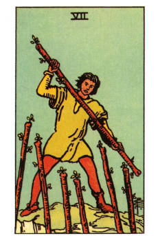 Seven of Wands Tarot Card. 