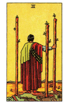 Three of Wands Tarot Card. 