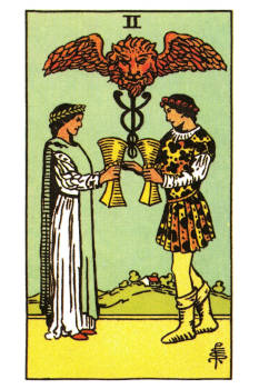 Two of Cups Tarot Card. 